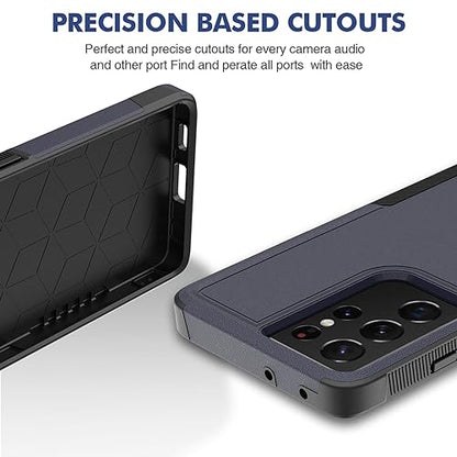 for Samsung Galaxy S24 Ultra Case: Dual Layer Protective Heavy Duty Cell Phone Cover Shockproof Rugged with Screen Protector - Military Protection Bumper Tough - Samsung Galaxy S24 Ultra 2024, Blue - color: Navy Blue (PC) + Black (TPU)