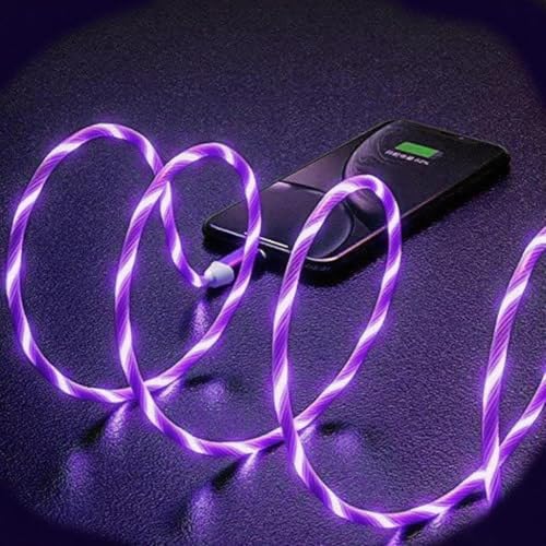 USB A to USB C Cable with Purple LED Light Strip, Suitable for Almost All Tyoe-C Devices, Supports Fast Charging, Data Transfer, Night Vision Illumination, Portable 39 inches. - color: USB A TO C Purple