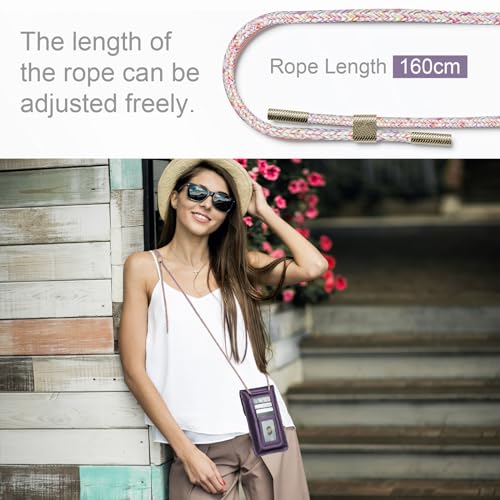 Small Crossbody Bag Cell Phone Purse for Women Men Leather Mini Shoulder Bag Wallet Case with Card Holder Slot Lanyard for All Smartphones iPhone 15 14 11 Samsung Google Moto up to 7.5" Puple - color: Puple 1