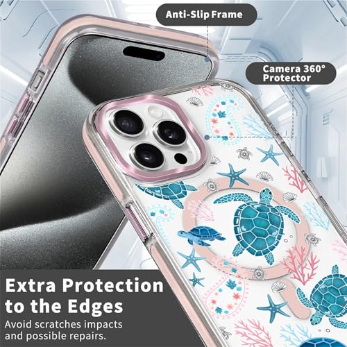 VisEnt Clear Case for iPhone 14 Pro Max, Magnetic Phone Case, Transparent Slim Cover, Military Grade Protection, Shockproof, Anti-Yellowing, Scratch Resistant, Sea Turtle Paisley - color: Sea Turtle Paisley, size: Iphone 14 Pro Max