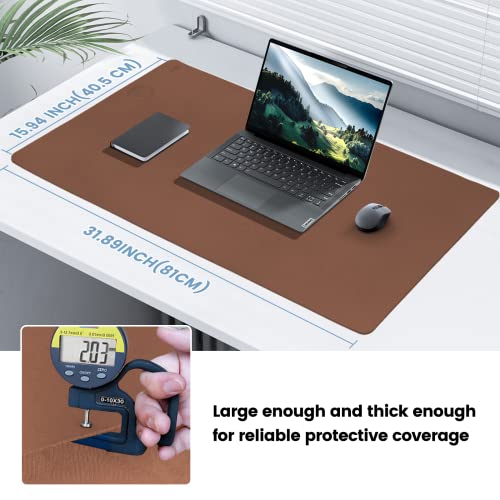 Desk Mat Wireless Charging Mouse Pad Large 32x16 Journey Desk Pad Mat with Wireless Charger Waterproof Leather Computer Mat with Phone Charger Mousepad Non-Slip for Keyboard and Mouse - color: Light Brown, size: 32" x 32"