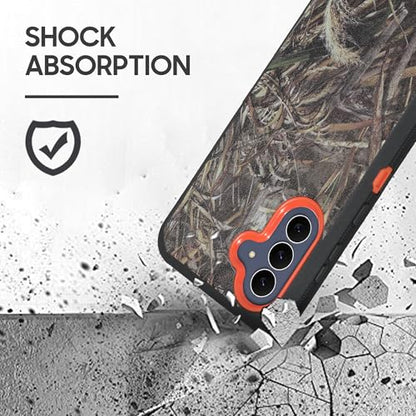 Compatible for Samsung S25 FE, Built in Screen Protector, Belt Clip Holster Heavy Duty Defender Case Dustproof Shockproof Protection (Camo) - color: Camo