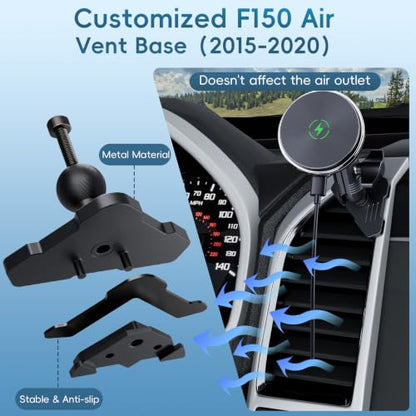 Wireless Charging Vent Magnetic Vent Phone Mount for 2015-2020 Ford F-150 - size: Charging- Magnetic