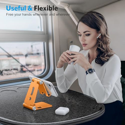OMOTON Foldable Cell Phone Stand, C4 Portable Aluminum Phone Holder - color: Orange