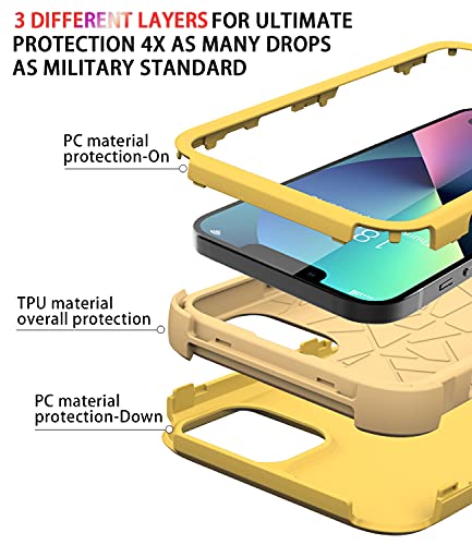 Diverbox for iPhone 13 Case [Shockproof] [Dropproof] [Dust-Proof],Heavy Duty Protection Phone Case Cover for Apple iPhone 13 (Yellow) - color: 13-Yellow
