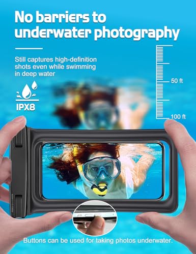 Fizzest Cell Phone Waterproof Protector Pouch for Swimming Floating，Beach Vacation Essentials,Fanny Packs for Women and Men，Phone Bag Case，Compatible with iPhone Black