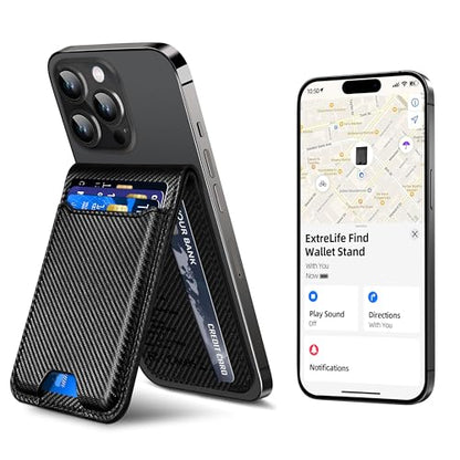 ExtreLife for Magsafe Wallet, Works with Apple Find My, 6 Cards Holder - color: Black Carbon Fiber
