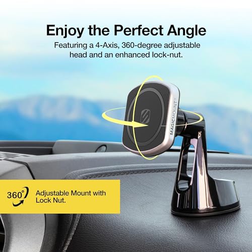 Scosche MP2WD-XTSP MagicMount Pro2 Magnetic Car Phone Holder - Ultimate Magnetic Car Mount for Windshield or Dashboard with Suction Cup - Compatible with MagSafe, iPhones, Galaxy, Pixel & Smartphones