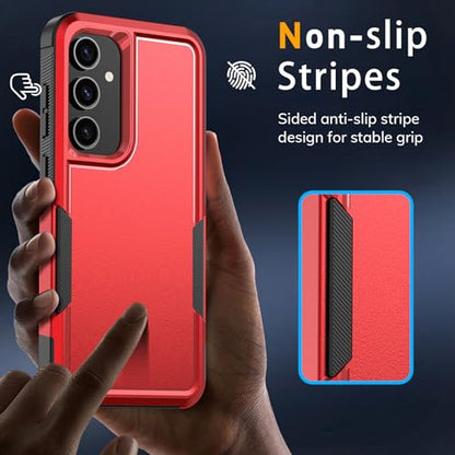 Vinve for Samsung Galaxy S24 FE Case with HD Screen Protector, Military-Grade Shockproof & Dual-Layer Protection, Anti-Slip Grip Design Phone Case, Red - color: Red