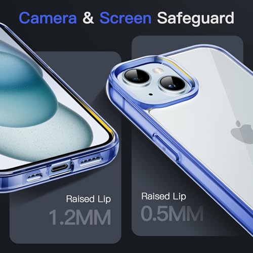 JETech Case for iPhone 15, Anti-Yellowing, Dark Blue | Shockproof Protection, Scratch Resistant Hard PC Back, Durable Transparent TPU Bumper - color: Dark Blue, size: iPhone 15