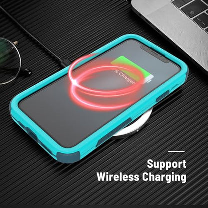 X-belmox for iPhone XR Phone Case [Dropproof] [Shockproof] Turquoise Green | 3-Layers Heavy Duty Drop Protection Case Cover for iPhone XR with Screen Protector, Rugged Protective XR Phone Case 6.1 Inch - color: Turquoise