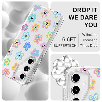 MOSNOVO Case for Samsung Galaxy S24 FE, [Buffertech 6.6ft Military-Grade Drop Protection] [Anti Peel Off Tech] Clear TPU Bumper Phone Case Cover Design - Groovy Flower - color: Clear - Groovy Flower, size: Samsung Galaxy S24 FE