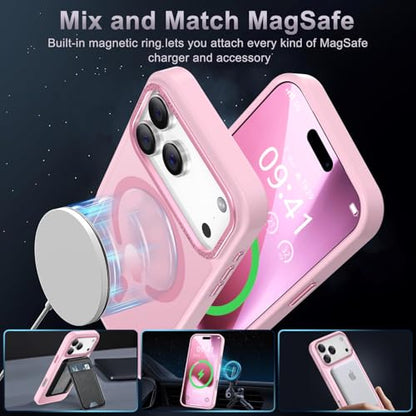 Newfuture Magnetic for iPhone 17 Pro Max Case Matte Shockproof, Chalk Pink | Military Drop Protection, Slim Matte Anti-Fingerprint, Compatible with Magsafe, Camera Guard, Translucent Protective Cover - color: Chalk Pink, size: iPhone 17 Pro Max 6.9 inch