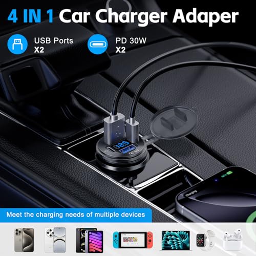 2 Pack 12V USB Outlet 4 Port Car Boat Marine Charger Voltmeter - color: 2PD+2USB(2Pack)