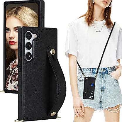 CCSmall for Samsung Galaxy S23+ Plus Crossbody Case w Card Holder KB Black - color: Black, size: Galaxy S23 Plus