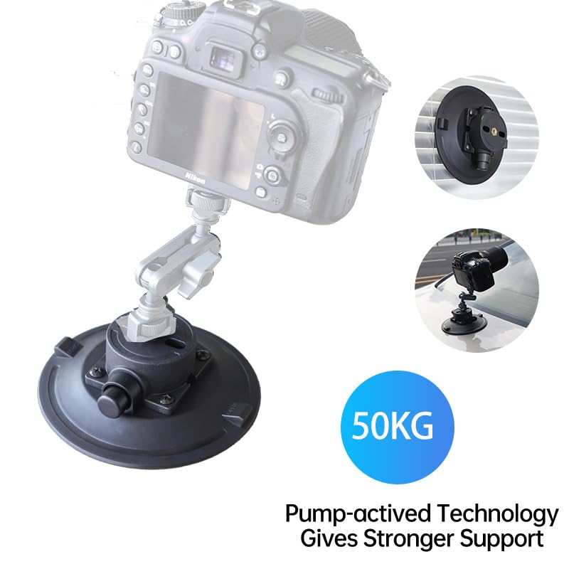 6" Camera Suction Cup Mount, Heavy Duty Pump Vacuum Mount - size: 6” Plastic