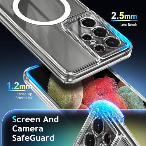 YZB Magnetic for Samsung Galaxy S21-Ultra Case, Clear | Compatible with MagSafe | Slim Fit Lightweight Shockproof, Military-Grade Protection, Yellowing Resistant Scratch-Resistant Back - color: Crystal Clear, size: Galaxy S21 Ultra