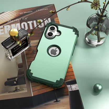 IDweel for iPhone 17 Case with Screen Protector for Men, 3 in 1 Shockproof Slim Fit Hybrid Heavy Duty Hard PC Cover Soft Silicone Bumper Full Body Anti-Fingerprint Case, Mint Green - color: Mint Green