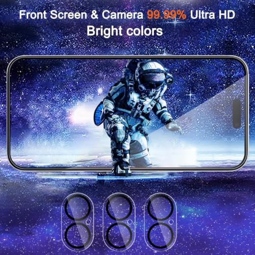 Ferilinso Screen Protector for iPhone 16, Tempered Glass, Case Friendly | 3 Pack, 9H+ Hardness, Military-Grade Shatterproof, HD Clear, Easy Installation Bubble Free, with Camera Lens Protectors - size: iPhone 16-6.1 IN