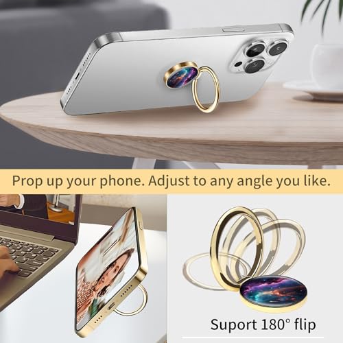 Cell Phone Ring Holder, Cute Phone Ring Grip Stand, 360°Rotation Funny Metal Kickstand Finger Grip Luxury Universe - color: Luxury Universe