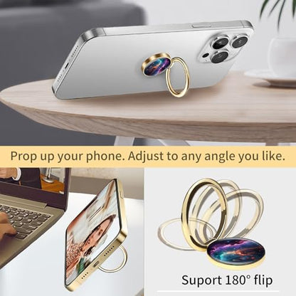 Cell Phone Ring Holder, Cute Phone Ring Grip Stand, 360°Rotation Funny Metal Kickstand Finger Grip Luxury Universe - color: Luxury Universe