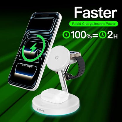 3 in 1 Mag-Safe Wireless Charger Stand for iPhone Apple Watch AirPods - color: White