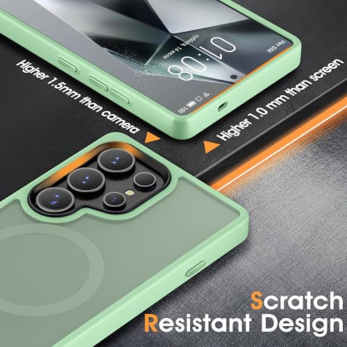 Oterkin Magnetic for Samsung Galaxy S25 Ultra Case Matte [Compatible with MagSafe][Frosted Translucent][Military Grade Protection][Shockproof Anti-Scratch] Slim S25 Ultra Phone Case (Green) - color: S25 Ultra-Green, size: Galaxy S25 Ultra Case