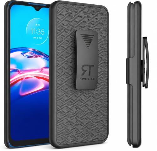 Designed for Motorola Moto E Case with Belt Clip Holster | Rugged Holster & Protective Phone Case Combo with Anti-Slip Texture - Black