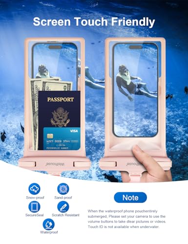 wellhouse Waterproof Phone Pouch, Waterproof Phone Case for iPhone 17 16 15 14 13 Pro Max XS Samsung, IPX8 3D Cellphone Dry Bag Beach Essentials (2 Pack - Blue & Pink8.0, 8 inch) - color: 2 Pack - Blue & Pink8.0"