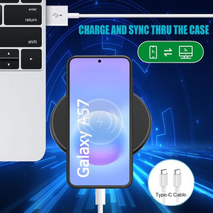 Battery Case for Galaxy A57,Upgraded 12000mAh Rechargeable Portable Extended Battery Pack Supported Qi Wireless Charging Case Compatible with Galaxy A57(6.7 inches) Charging Case-Black - size: Galaxy A57