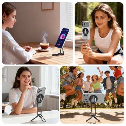 Ultra-Thin Magnetic Phone Tripod for iPhone 18 17 16 15 14 13 12, Black - color: Black