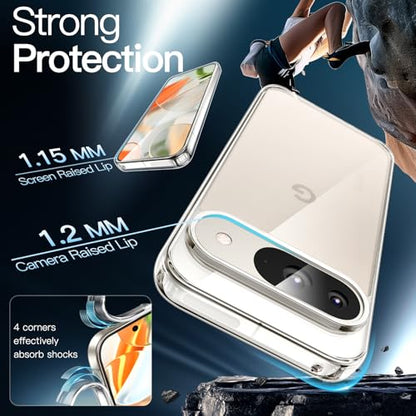 JETech Case for Google Pixel 9/9 Pro, Anti-Yellowing, Clear | Shockproof Protection, Scratch Resistant Hard PC Back, Durable Transparent TPU Bumper - color: Clear, size: Pixel 9/9 Pro
