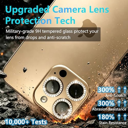 KLEVCOOZ for iPhone 16 Pro/iPhone 16 Pro Max Camera Lens Protector Bling