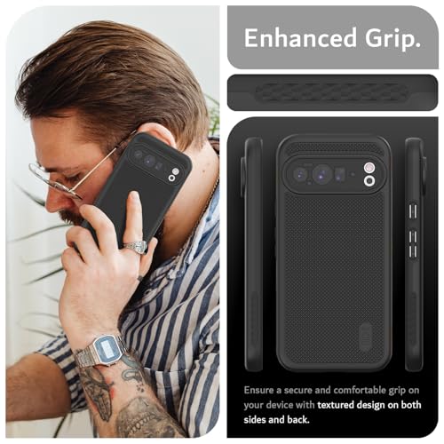 TUDIA MergeGrip [Military Grade] Cases for Google Pixel 10 Pro XL (2025), [Drop Tested] Dual-Layer Shockproof Rugged Slim Anti-Slip Heavy Duty Protective Phone Case Pixel Pro 10 XL Cover – Black - color: Black, size: Pixel 10 Pro XL