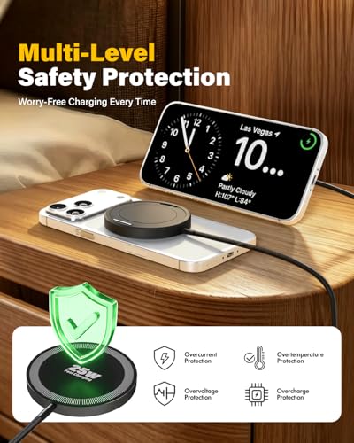 2Pack Magnetic Wireless iPhone Charger Fast Phone Charger with Stand, 6FT 25W Fast Phone Charging Pad Wireless Magnetic Charge for iPhone 17/17Air/16 Pro Max/16 Plus/15 Pro Max/AirPods3/2/Pro Black - color: Black, size: 6ft-2PK