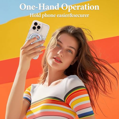 Magnetic Phone Ring for MagSafe Grip [Super Magnet] Gold Twinkle Design Ring Holder Stand, magsafe pop Socket (Colorful and Dazzling) - color: Colorful and dazzling
