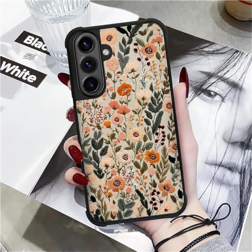 for Samsung Galaxy S26Plus Case,Soft Silicone Shockproof Bumper Camera Protection Phone Case-Dark Embroidery Flower - color: Dark Embroidery Flower, size: Samsung Galaxy S26Plus