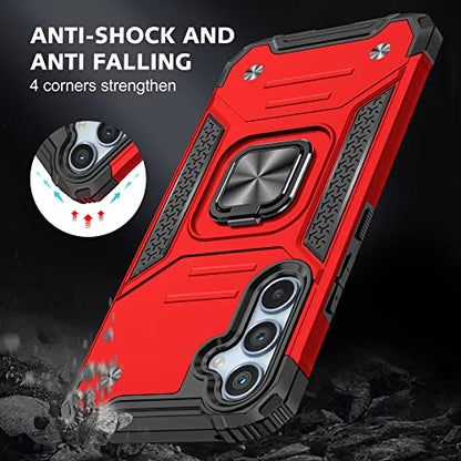 for Samsung S23 FE Case: S23 FE Case with Screen Protector: (Heavy Duty) Military Grade 360° Rotatable Kickstand Shockproof Protective Cases for Samsung Galaxy S23 FE (Red) - color: Samsung S23 FE Case Red