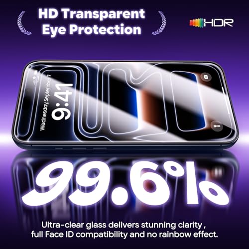 GolbinBox for iPhone 17 Pro Screen Protector, [12FT Military-Grade Shatterproof] [9H+ Tempered Glass] [Easy Installation] [HD Clear] Full Coverage Protection for iPhone 17Pro 6.3", 2 Pack - size: iPhone 17 Pro-6.3inch