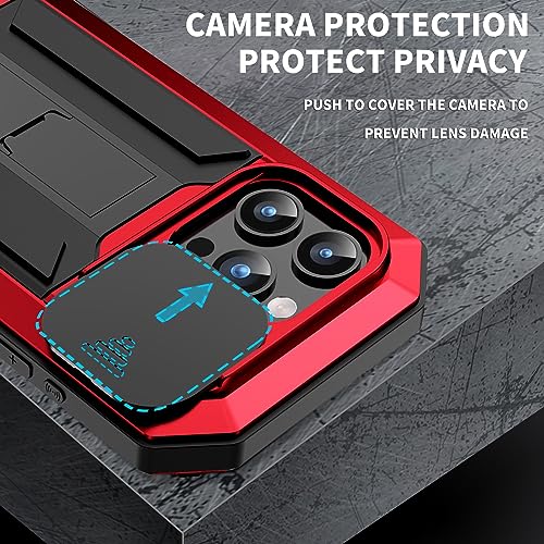 Lunivop for iPhone 15 Pro Max Case Heavy Duty Protection Rugged Screw Full Body Military Grade Metal Rubber with Stand Hard Built in Screen Protector Phone for iPhone 15 ProMax Case Red - color: Red