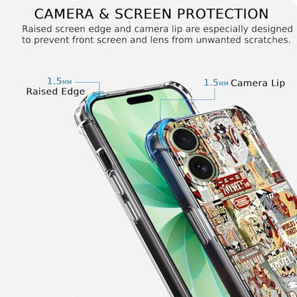 Case for iPhone 17 with Superhero Design,Cartoon Comic Pop Culture Art Collage,Clear Soft TPU Bumper Phone Cover,6.3"(Hero,17) - color: Hero, size: iPhone 17