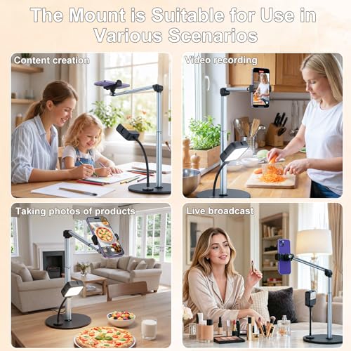 Overhead Phone Stand with Light for Video Recording