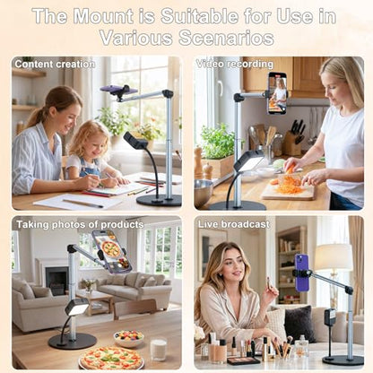 Overhead Phone Stand with Light for Video Recording
