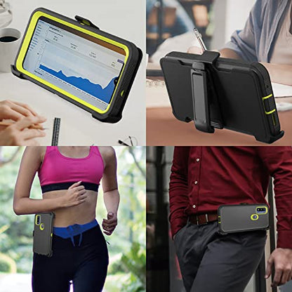 Compatible with Motorola G Pure/Moto G Power 2022 Case, Heavy Duty Rugged Shockproof Full Body Protection Kickstand Case with Belt Clip Holster for Motorola G Pure 6.5 inch Phone (Black+Yellow) - color: Black+Yellow