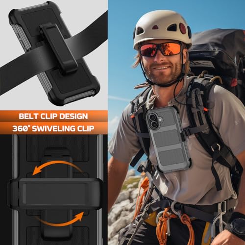 Wedall for iPhone 16 Plus Case with Belt Clip Holster,Anti-Drop Shockproof Bumper Phone Cases with 2X Screen Protectors & Kickstand,Rugged Heavy Duty Military Grade Protective Defender Cover (Gray) - color: Gray