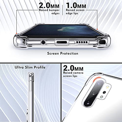 Shields Up for Samsung Galaxy Note 10 Plus Case with Card Holder, Clear | Minimalist Wallet Case, 3 Card Slots, 360° Rotation Ring Stand/Kickstand, [Drop Protection] Slim Protective Cover - size: Galaxy Note 10 Plus