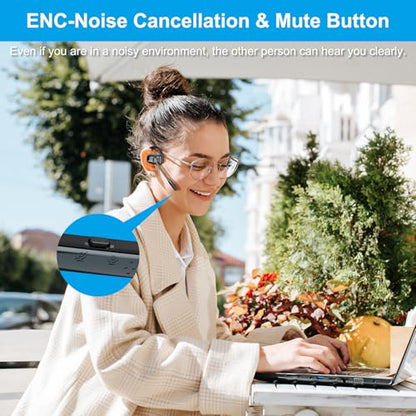 Open Ear Bluetooth Wireless Headphones with Noise Cancelling Mic, Gunmetal - color: Gunmetal