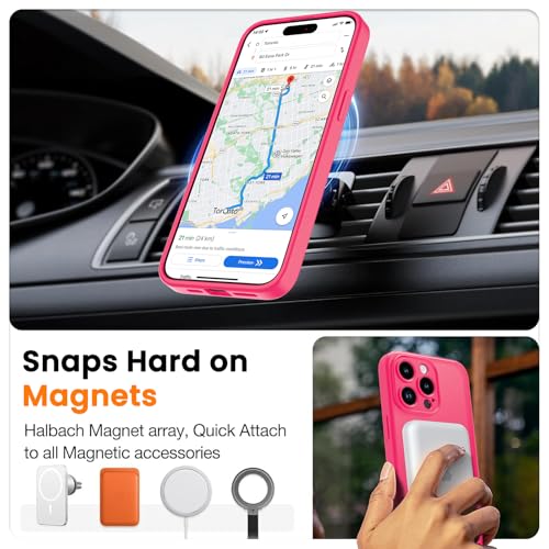 Magnetic Case for iPhone 13 Pro 6.1-Inch, [Compatible with Magsafe][Full Camera Protection] Ultra Slim Translucent Matte Shockproof Protection Phone Cover-Rose Red - color: Rose Red, size: iPhone 13 Pro