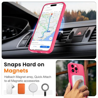 Magnetic Case for iPhone 13 Pro 6.1-Inch, [Compatible with Magsafe][Full Camera Protection] Ultra Slim Translucent Matte Shockproof Protection Phone Cover-Rose Red - color: Rose Red, size: iPhone 13 Pro