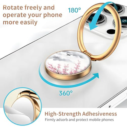 Cell Phone Ring Holder, Cute Metal Phone Grip Stand Finger Ring Kickstand, Flexible 360°Rotation Phone Tablet Case Accessories Compatible with Most Phones Misty Mountain Flowers - color: Misty Mountain Flowers